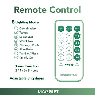 MAGGIFT 304 LED Curtain String Lights, 9.8 x 9.8 ft, 8 Modes Plug in Fairy String Light with Remote Control, Christmas, Backdrop for Indoor Outdoor Bedroom Window Wedding Party Decoration, Warm White