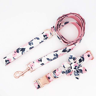 Free Sunday Girl Dog Collar, Floral Dog Collar, Pink Dog Collar, Girl Dog Collars, Floral Dog Collars, Pink Dog Collars with Matching Leash and Flower (M)