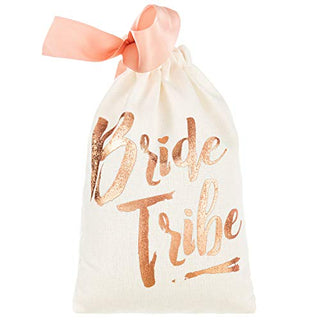 Bridal Shower Party Gift Bags, 5x7 Inch Rose Gold Foil"Bride Tribe"