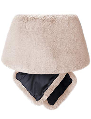 Caracilia Luxury Bridal Party Evening/Wedding Faux Fur Shawl Wrap Stole xingse CAFB3, Apricot, Small