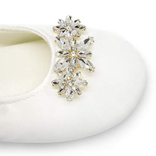 Verre Slippers Bridal Slippers for Women - Comfortable Shiny Rhinestone Broche Wedding Shoes for Dancing - Outdoor Slippers for Women’s Bridal Party - Bride Tribe Bridesmaid Gifts (5-6, small)