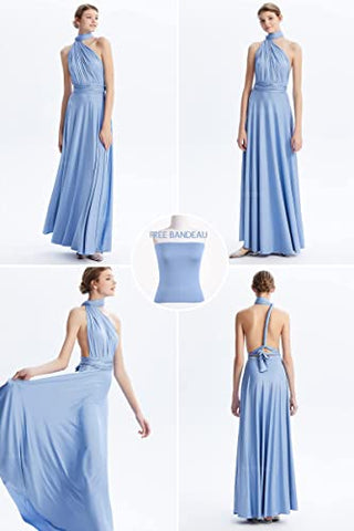 Women's Multiway Dresses,Dusty Blue Infinity Convertible Bridesmaid Dresses,Transformer Twist Wrap Long Maxi Dresses Gown