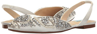 Blue by Betsey Johnson Women's Sb-Molly Pointed Toe Flat, Ivory Satin, 6.5 M US