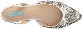 Blue by Betsey Johnson Women's Sb-Molly Pointed Toe Flat, Ivory Satin, 6.5 M US