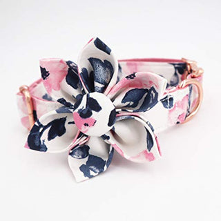 Free Sunday Girl Dog Collar, Floral Dog Collar, Pink Dog Collar, Girl Dog Collars, Floral Dog Collars, Pink Dog Collars with Matching Leash and Flower (M)