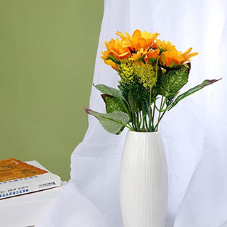 Exqelf White Ceramic Flower Vase Set of 4, Great for Home Decor, Kitchen, Office or Living Room Decor