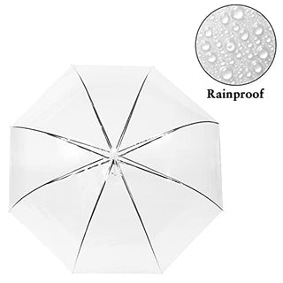 WASING 10 Pack 46 Inch Clear Bubble Umbrellas Wedding Style Large Canopy Transparent Stick Umbrellas Auto Open Windproof with White European J Hook Handle Outdoor Umbrella for Adult