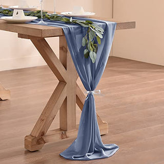 Socomi 10ft Dusty Blue Chiffon Table Runner 29x120 Inches Wedding Runner Sheer Bridal Shower Decorations