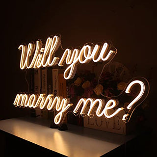 Will you marry me? Neon Light Signs for Wedding, 19.7inches Neon Lights for Bedroom,Get Married Party, Bar, LED Neon Sign with Dimmer Switch for Art Gift (Warm White,19.7x11.0)