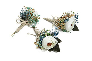 PRIMEART Boutonniere for Men Wedding Set of 6, Groom Boutonniere, Boutineers for Men Wedding, White Boutenierre for Men Wedding, Boutenierre for Groomsmen, Boutenierre Set for Prom