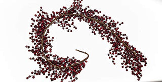 Vita Domi 6' Long Water Resistant Stunning Berry Garlands on Grapevine (Matte Red Berry)