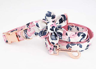 Free Sunday Girl Dog Collar, Floral Dog Collar, Pink Dog Collar, Girl Dog Collars, Floral Dog Collars, Pink Dog Collars with Matching Leash and Flower (M)