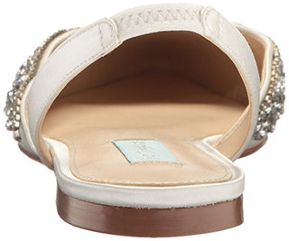 Blue by Betsey Johnson Women's Sb-Molly Pointed Toe Flat, Ivory Satin, 6.5 M US