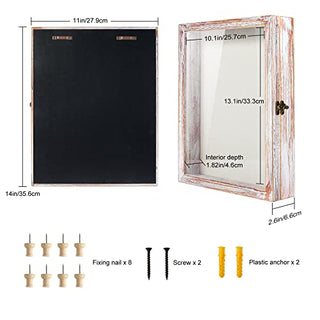 TJ.MOREE Flowers Shadow Box Display Case 11 x 14 Large Shadow Box Frame with Glass Window Door Deep Depth Picture Frame Wedding Bouquet Memorabilia Medals Photos Memory Box for Keepsakes - White Pink