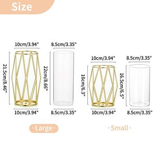 Gold pillar candle holder geometric 8 pieces