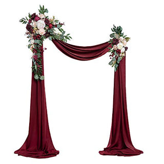 Ling's Moment Basic Arch Flowers with Drape Kit (Pack of 3) - 2pcs Artificial Flower Arrangement with 1pc Drape for Wedding Ceremony Arbor and Reception Backdrop Decoration
