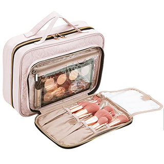 NISHEL Hanging Travel Toiletry Bag, Visible Makeup Organizer, Makeup Case for Travel Accessories, Bathroom Shower, Pink