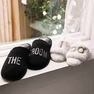 Dearfoams Women's Bridal I Do & I Do Crew Giftable Slide Slipper, Bride I Do, Large