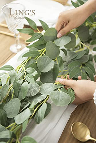 Ling's Moment Artificial Eucalyptus and Willow Garlands, 2pcs Fake Vines Greenery Leaves for Wedding Backdrops/Arch/Flower Garland Greenery Decor, 5.9ft