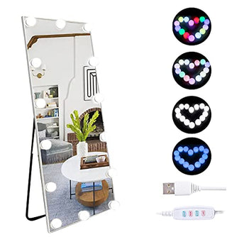 Vanity Lights, RGB Colorful DIY Hollywood Style LED Makeup Mirror Lights with 14 Dimmable Light Bulbs，USB Cable (Mirror Not Include)