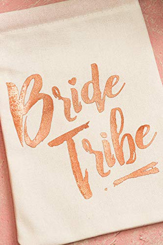 Bridal Shower Party Gift Bags, 5x7 Inch Rose Gold Foil"Bride Tribe"