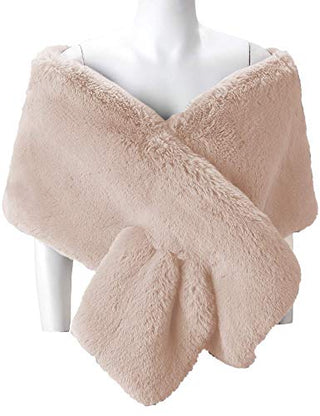 Caracilia Luxury Bridal Party Evening/Wedding Faux Fur Shawl Wrap Stole xingse CAFB3, Apricot, Small