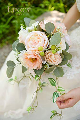 Ling's Moment Artificial Flowers Combo Box Set Delicate Peach for DIY Wedding Bouquets Centerpieces Arrangements Bridal Shower Party Home Decorations