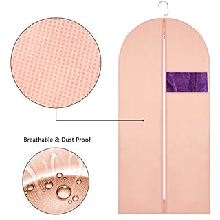 SNHTLS Hanging Garment Bags Suit Bags(Set of 10)Dust Cover Breathable Dress Bag for Closet Clothes Storage or Travel- Pink 24''x40''x48''x55''