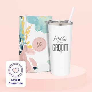 SassyCups Mother of the Groom Cup | Engraved Vacuum Insulated Stainless Steel Tumbler with Straw for Groom's Mom | Engagement Gifts | Mother of The Groom Gifts| Bridal Party Travel Mug