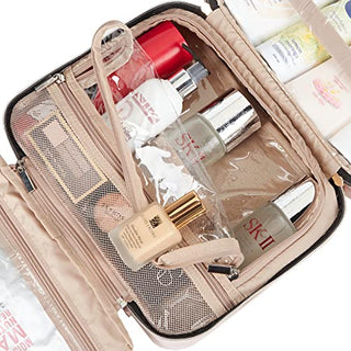 NISHEL Hanging Travel Toiletry Bag, Visible Makeup Organizer, Makeup Case for Travel Accessories, Bathroom Shower, Pink