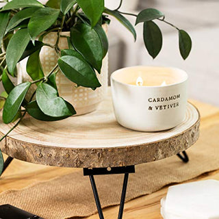timber tree 10 inch Wood Cake Stand for Dessert Table - Round Rustic Cake Holder Tray Wooden Serving Platter Pedestal Centerpiece Decoration with Sturdy Hinged Metal Legs for Wedding Cakes