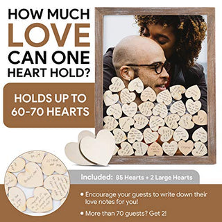 GLM Wedding Guest Book Alternative with Sign, 85 Hearts and 2 Large Hearts, Guest Book Alternatives, Alternative Guest Book Wedding Reception, Guest Sign in Wedding Decorations for Reception (Brown)