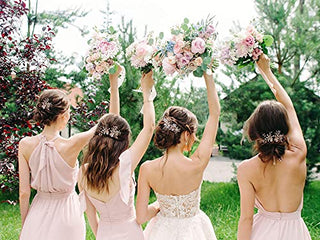 SWEETV Wedding Hair Clip&12Pcs Bridesmaid Hair Pins Set,Wedding Hair Accessories for Brides Bridesmaid