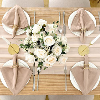 DOLOPL 2 Pack Peach Chiffon Table Runner 10ft Sheer Wedding Table Runner 29x120 Inches Romantic Tulle Table Runner for Wedding Decor Birthday Party Bridal Baby Shower Table Decoration