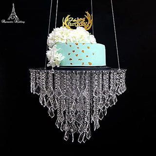 Wedding Cake Stands Faux Acrylic Crystal Chandelier Style Drape Suspended Cake Swing WEPDIY Diameter 17.7"