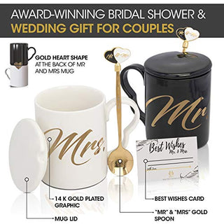 DELUXY Mr and Mrs Coffee Mugs Set - Gifts for Couple, Cool Bridal Shower Gifts For Bride, Wedding Gifts For Couple 2022, Mr and Mrs Gifts, Newlywed Gift, Bride and Groom, Anniversary