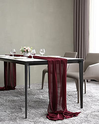 ICOSHOW 2 Pieces 10ft Burgundy Chiffon