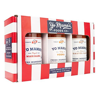 Gourmet Keto Gift Set and Care Package by Yo Mama’s Foods | Includes (1) Marinara Sauce (1) Vodka Sauce & | (1) Roasted Garlic | Low Sugar, Carb, Sodium, Gluten-Free, Fresh Whole Ingredients!