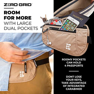 Money Belt for Secure Travel - Concealed Travel Pouch w/RFID Blocking - Secure Important Documents and Money - Durable, Water-Resistant Rip-Stop Nylon w/RFID Sleeves Set