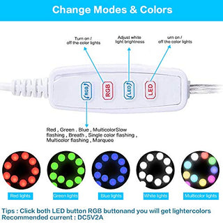 Vanity Lights, RGB Colorful DIY Hollywood Style LED Makeup Mirror Lights with 14 Dimmable Light Bulbs，USB Cable (Mirror Not Include)