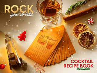 ROCKSLY Whiskey Stones Gift Set for Men in Whiskey Half Barrel Gift Box | 8 Whiskey Rocks, 2 Whiskey Glasses in a Whiskey Box Gift Set | Granite Bourbon Stones | Whiskey Kit for Men: Dad, Boyfriend