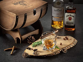 ROCKSLY Whiskey Stones Gift Set for Men in Whiskey Half Barrel Gift Box | 8 Whiskey Rocks, 2 Whiskey Glasses in a Whiskey Box Gift Set | Granite Bourbon Stones | Whiskey Kit for Men: Dad, Boyfriend