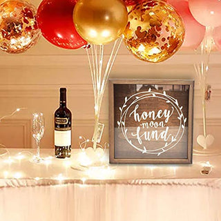 Honeymoon Fund Wood Box wedding box chest couple gift wedding gift card word 11'' x 11'' x 3.5'' Money frame
