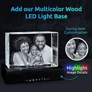 ArtPix 3D Crystal Photo, Personalized Mothers Day Gifts With Your Own Photo for Him, Her, Mom, Dad, 3D Laser Etched Picture, Engraved Crystal, Customized Memorial Anniversary Couples Gifts