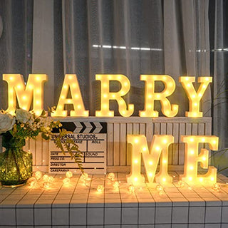Brightown Marry Me Decorative Plastic LED Marquee Letter Light, Battery Operated Letter Light Sign for Wedding Birthday Party Home Bar Decoration