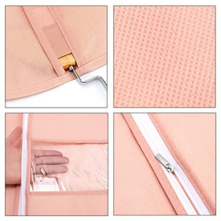 SNHTLS Hanging Garment Bags Suit Bags(Set of 10)Dust Cover Breathable Dress Bag for Closet Clothes Storage or Travel- Pink 24''x40''x48''x55''