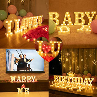 Brightown Marry Me Decorative Plastic LED Marquee Letter Light, Battery Operated Letter Light Sign for Wedding Birthday Party Home Bar Decoration