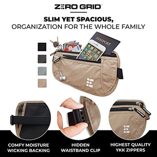 Money Belt for Secure Travel - Concealed Travel Pouch w/RFID Blocking - Secure Important Documents and Money - Durable, Water-Resistant Rip-Stop Nylon w/RFID Sleeves Set
