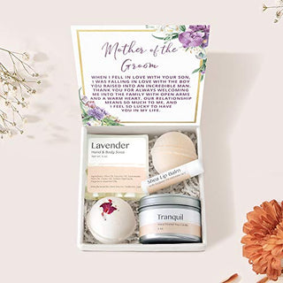 Dear Ava Spa Gifts for Women - Organic Self Care luxury Anti Stress Relaxing Bath and Body Kit Set Basket Box for Her with Heartfelt Card - Wedding Gift for Mother of the Groom