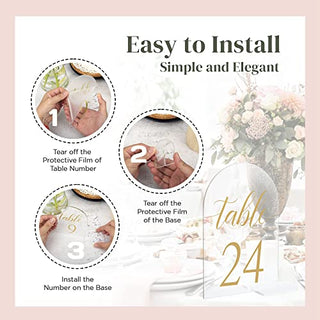 30 Sets Arch Acrylic Sign Gold Printed Table numbers, Wedding table number for Wedding Reception Hotals Acrylic Sheets with Place Card Holder(4 x 6 Inch)